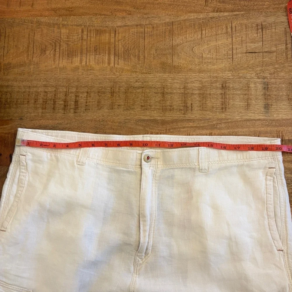 Tommy Bahama Linen Cargo Pants Men L 38 Cream Drawstring Relaxed Straight Safari